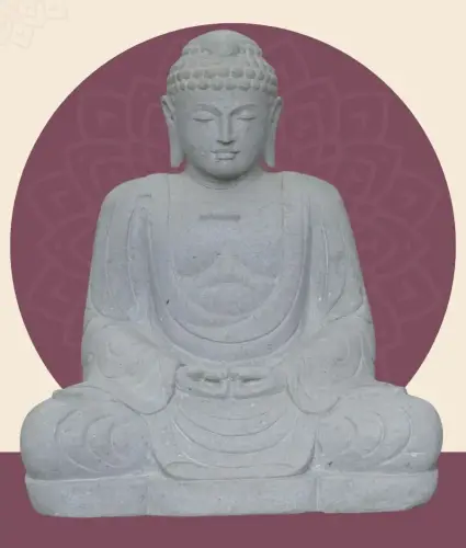 Product image of the product “Seated Japanese Buddha made of Riverstone in Dhyana position - gesture of meditation, H. 99cm ”