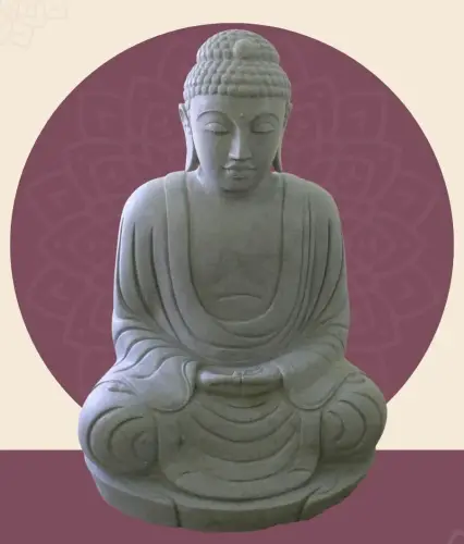 Product image of the product “Seated Japanese Buddha made of Riverstone in Dhyana position - gesture of meditation, H. 123cm ”