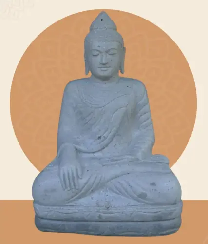 Product image of the product “Seated Buddha made of Riverstone in Bhumisparsha - gesture of touching the earth. 100cm height. unique version ”