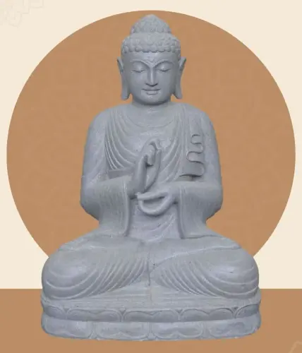 Product image of the product “Seated Buddha, position Dharmachakra, 70 x 54 x 100 cm, riverstone grey ”