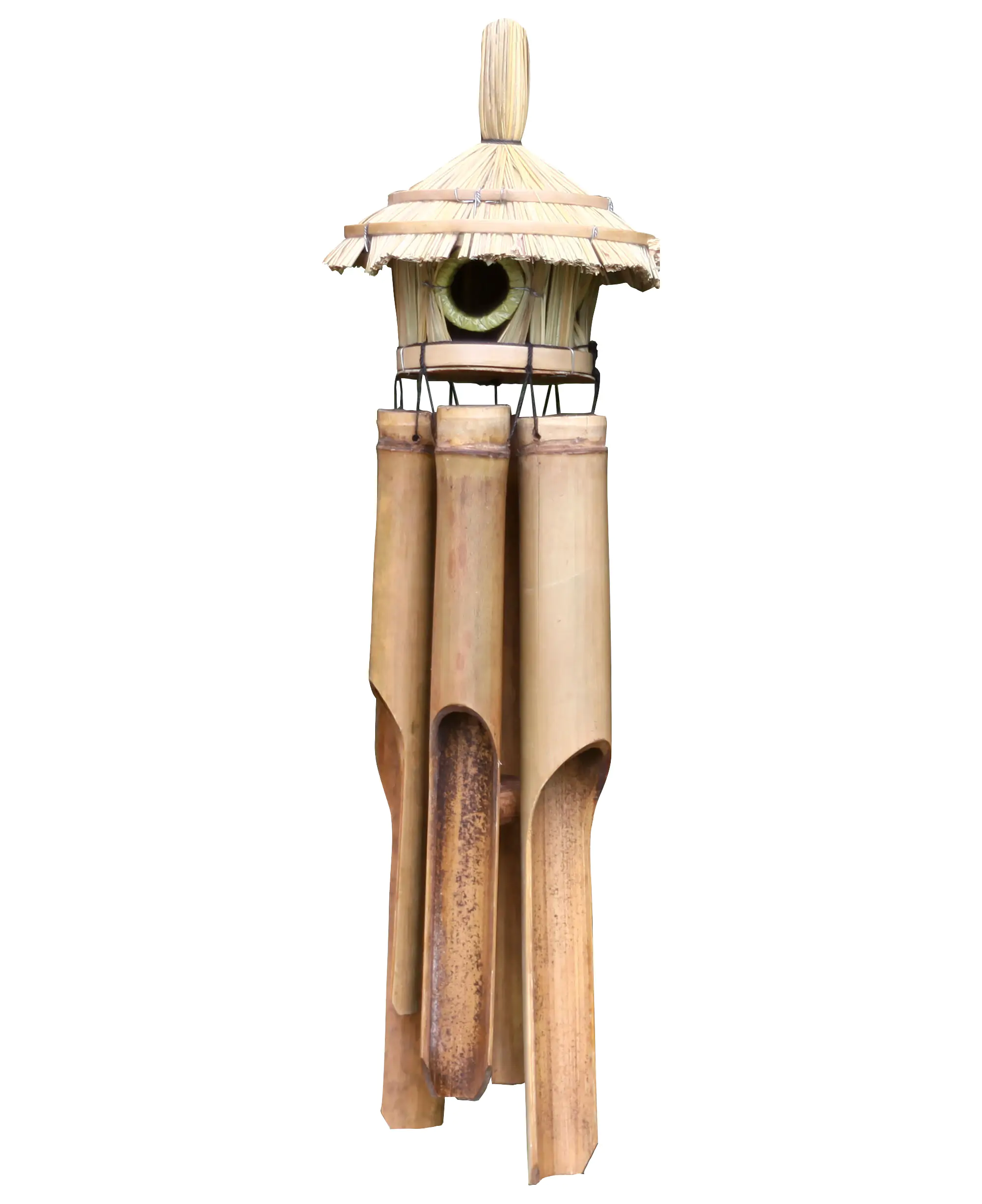  Product image 1 of the product “Bambuswindspiel mit rundem Strohhaus ”