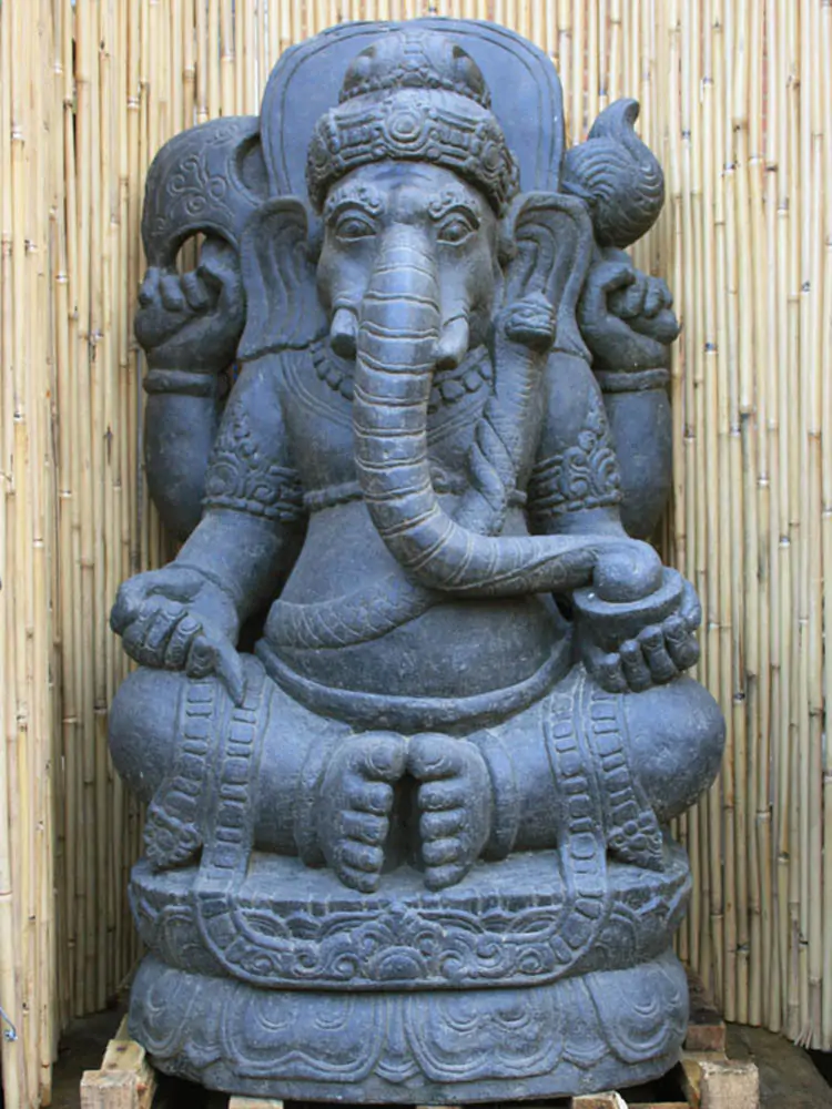  Product image 1 of the product “Ganesha with relief on the back, about 75 cm, natural stone, handmade, antique finish ”