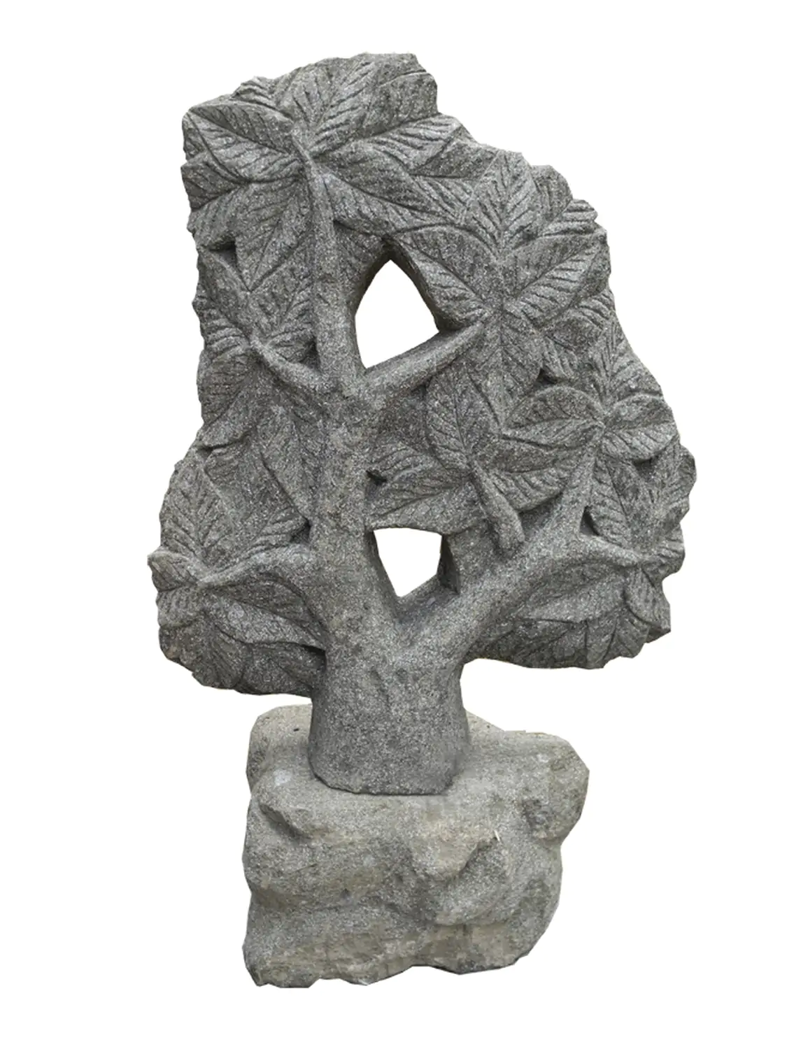  Product image 1 of the product “Tree relief motif on both sides (2 pieces), 75 cm Height | Natural stone (Basanit), stonemasonry ”
