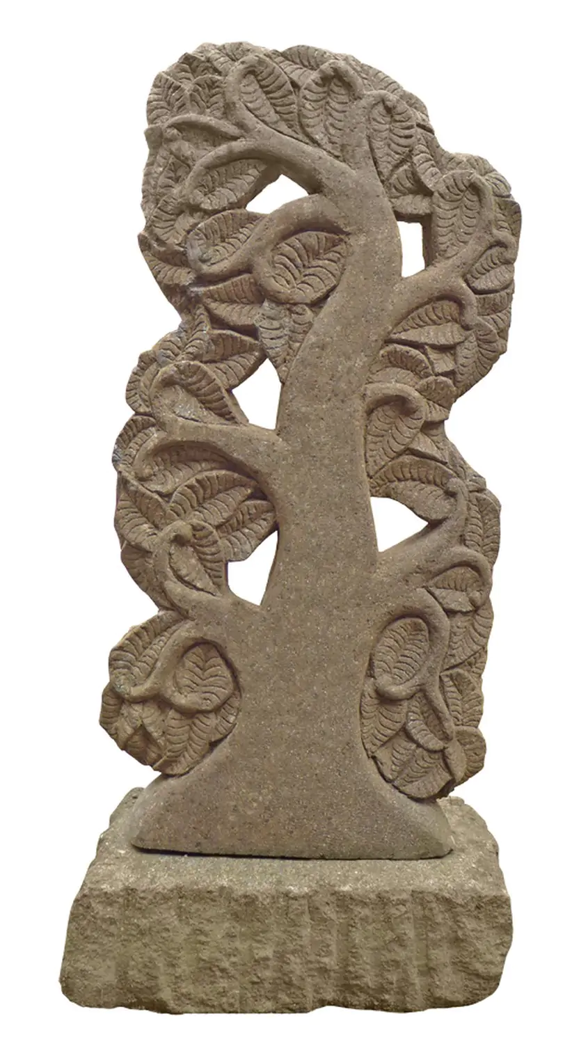  Product image 1 of the product “Tree relief motif on both sides (2 pieces), 120 cm H  | Natural stone (Basanit), stonemasonry ”