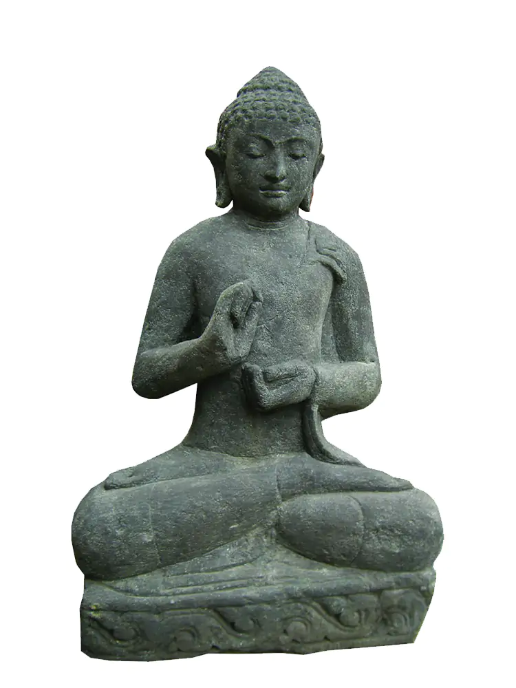  Product image 1 of the product “Seated Buddha, Indian Style turning the wheel of knowledge, in the sizes from 75cm to 200cm, natural finish ”