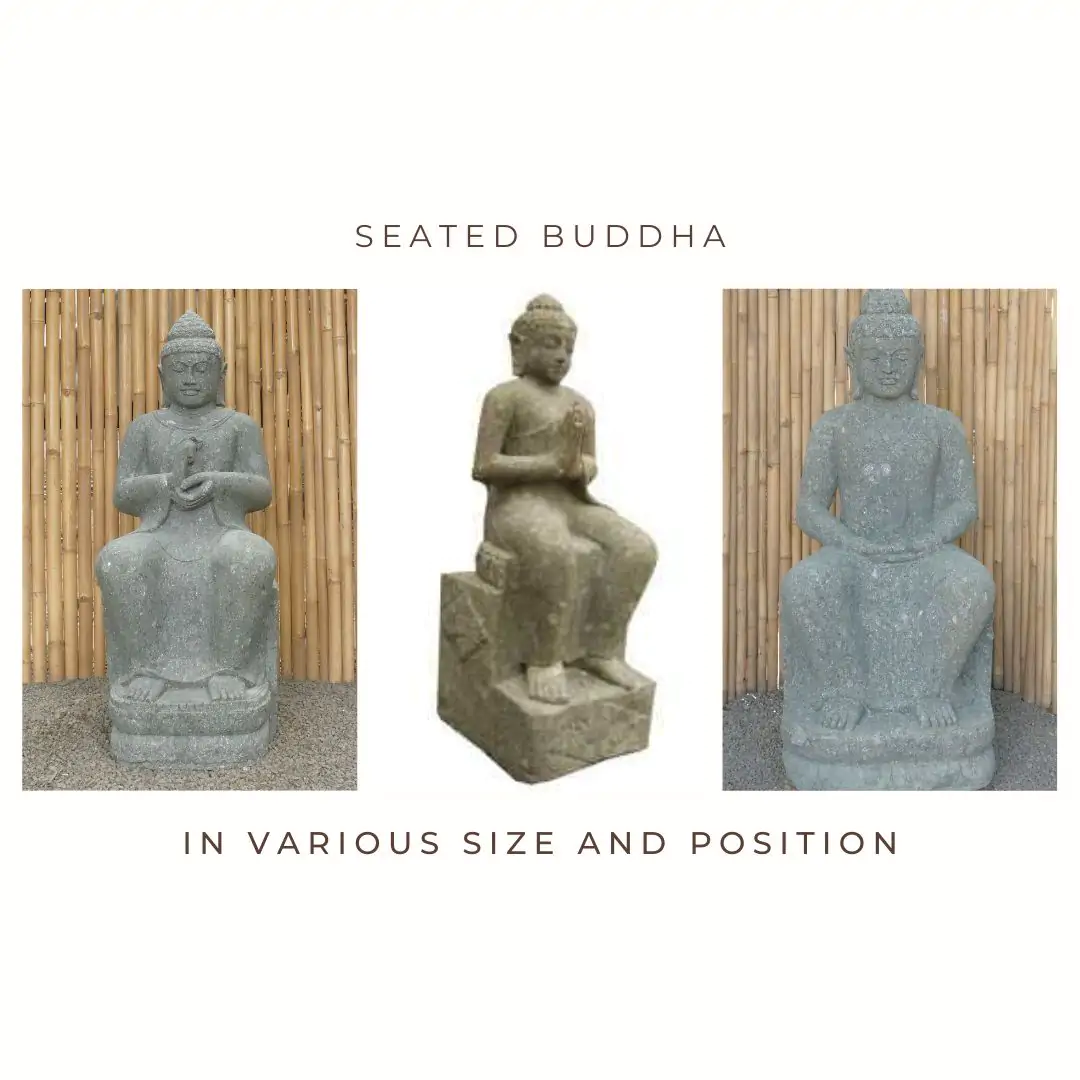  Product image 1 of the product “Western style seated Indian Buddha, in various position, sizes from 75cm to 130cm, Natural finish ”