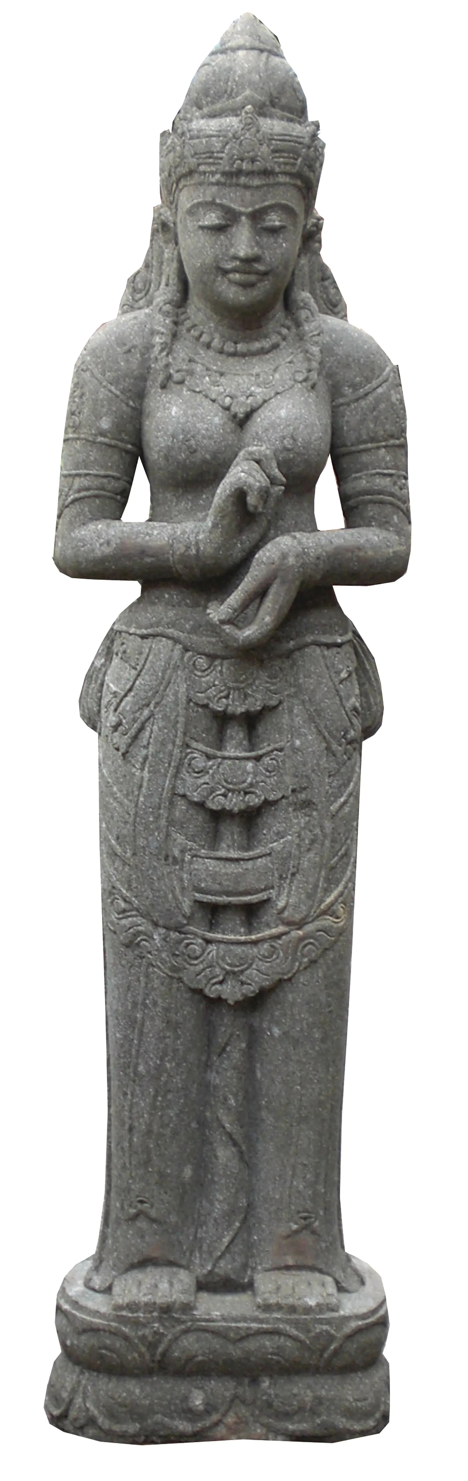  Product image 1 of the product “Standing Lady (Sri Dewi), Dharmachakra position, in the sizes from 80cm to 200cm, Natural finish ”