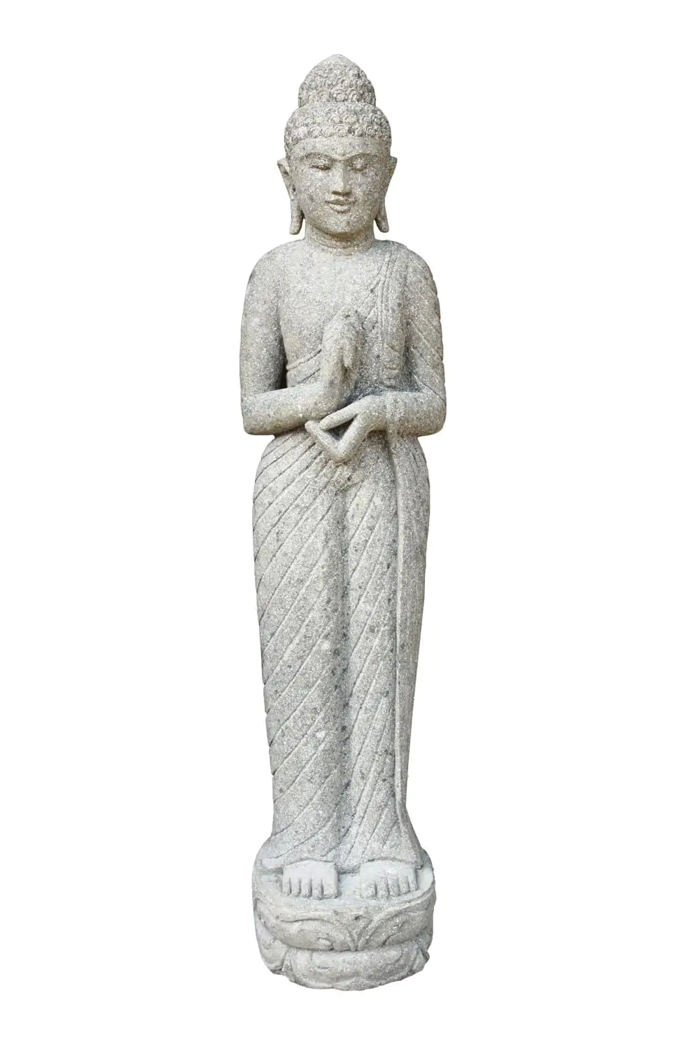  Product image 1 of the product “Standing Buddha, Indian Style - turning the wheel of knowledge, in the sizes from 60 to 200cm, natural finish ”