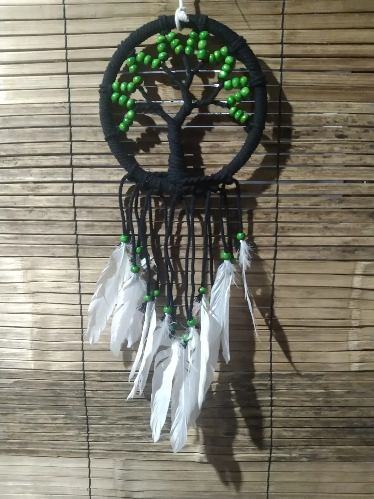  Product image 1 of the product “Dreamcatcher, tree of life in black - green wooden pearls, in the sizes from 12cm to 27cm ”