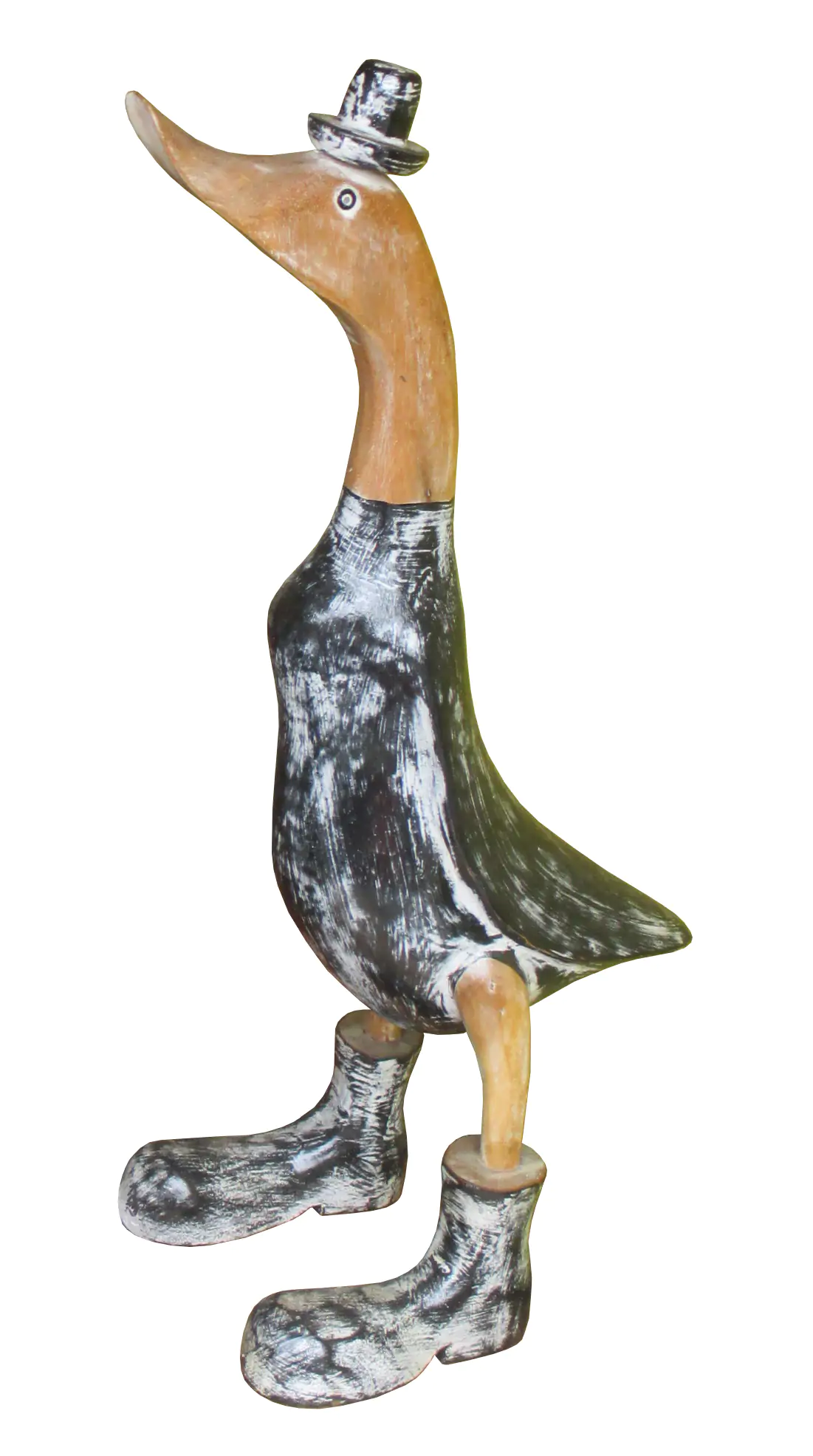  Product image 1 of the product “Bamboo Duck, with hat & shoes in black - box of 9xS, 5xM, 3xL. Natural ”