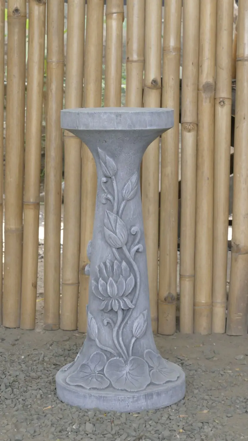  Product image 1 of the product “Rinjani - pedestal, tapered, with lotus motif, Ø 24cm, 52cm H | cast stone ”