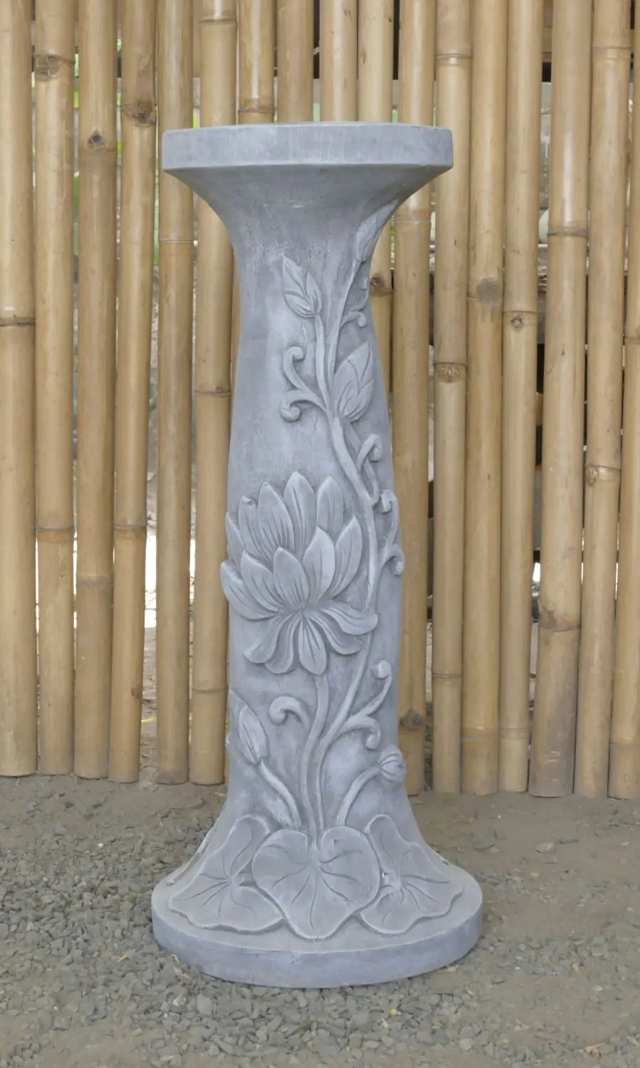 Product image 1 of the product “Rinjani - pedestal, tapered, with lotus motif, Ø 30cm, 71cm H | cast stone ”
