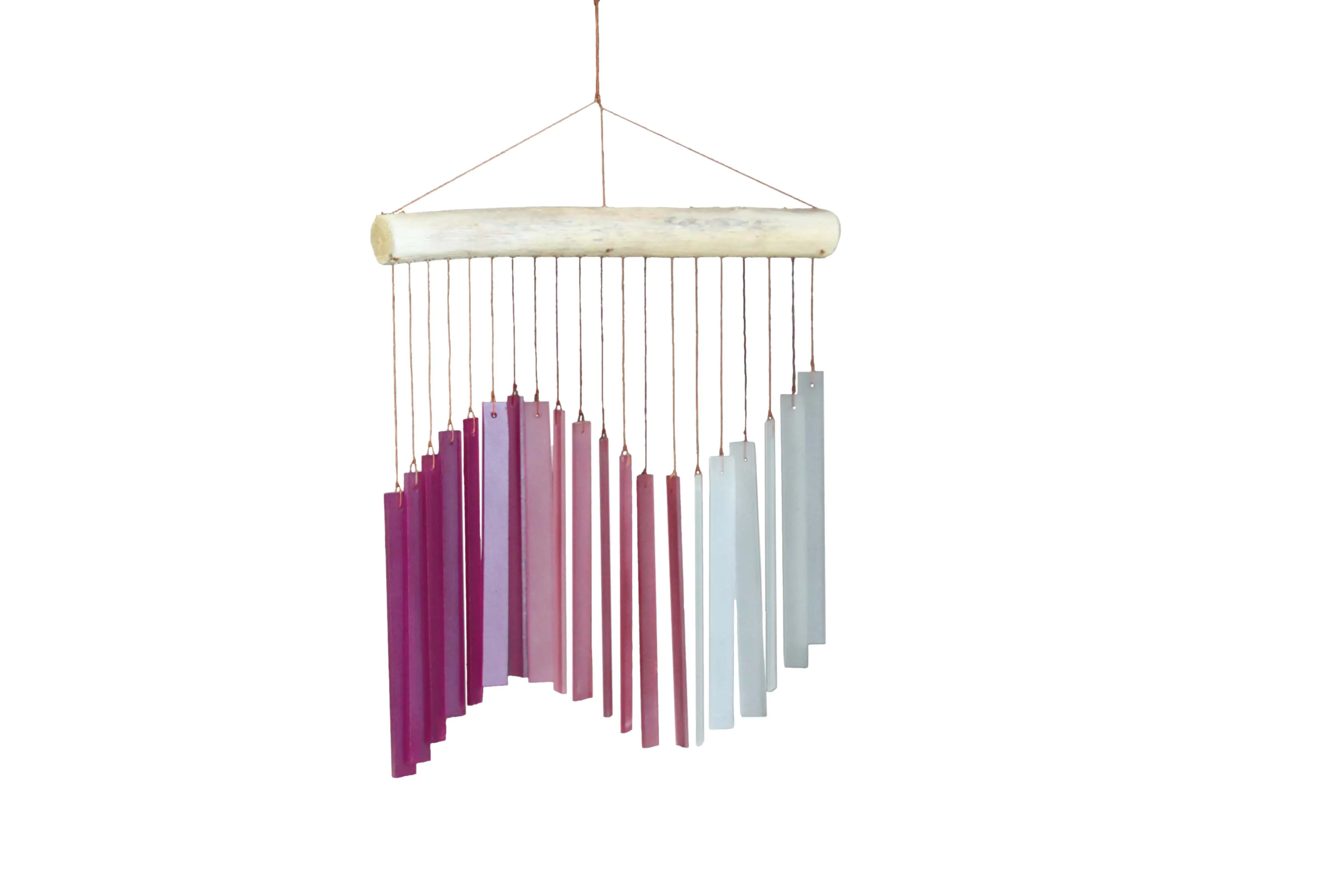  Product image 1 of the product “Glass wind chime Sinus Wave, color in purple pink, white, Glass with rectangle shape. ”