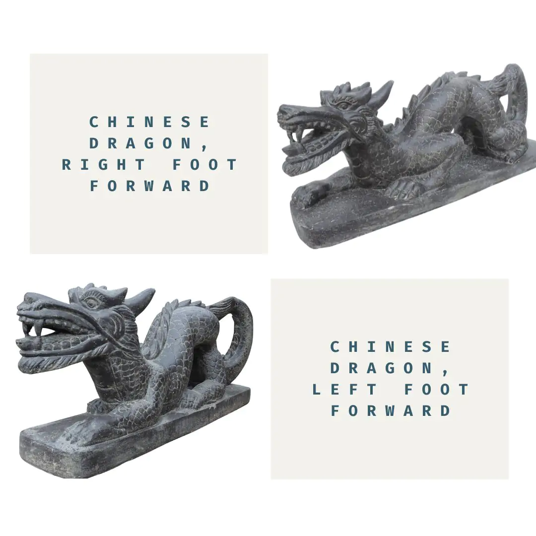  Product image 1 of the product “Chinese Dragon, 120cm Length. In the position left and right foot forward. Stone cast, handcrafted & coloured ”