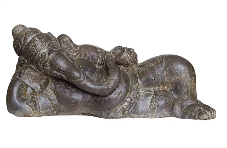  Product image 1 of the product “Ganesh, reclining, 55 cm H, cast stone, antique finish ”
