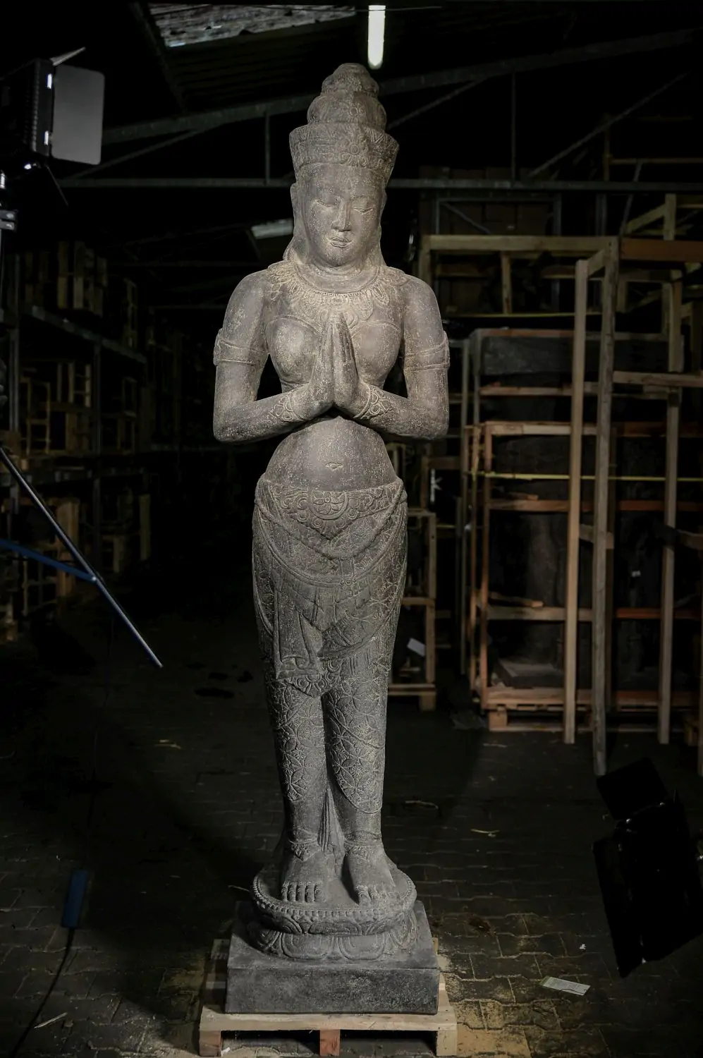  Product image 1 of the product “Standing Dewi Sri, cast stone, 240cm height, , Antique Finish ”