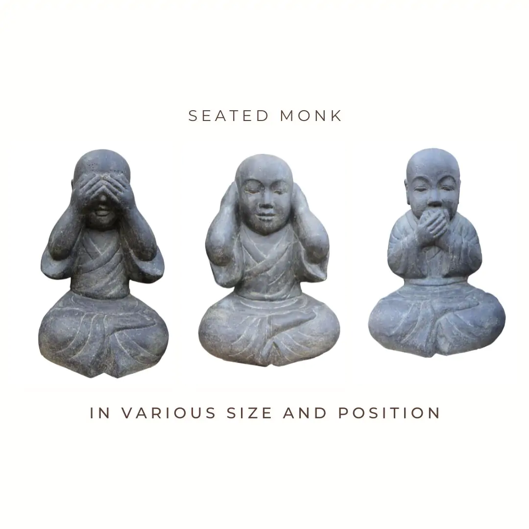  Product image 1 of the product “Seated monk, in the sizes 40cm and 45cm. Not hear, Not see, and Not speak models ”