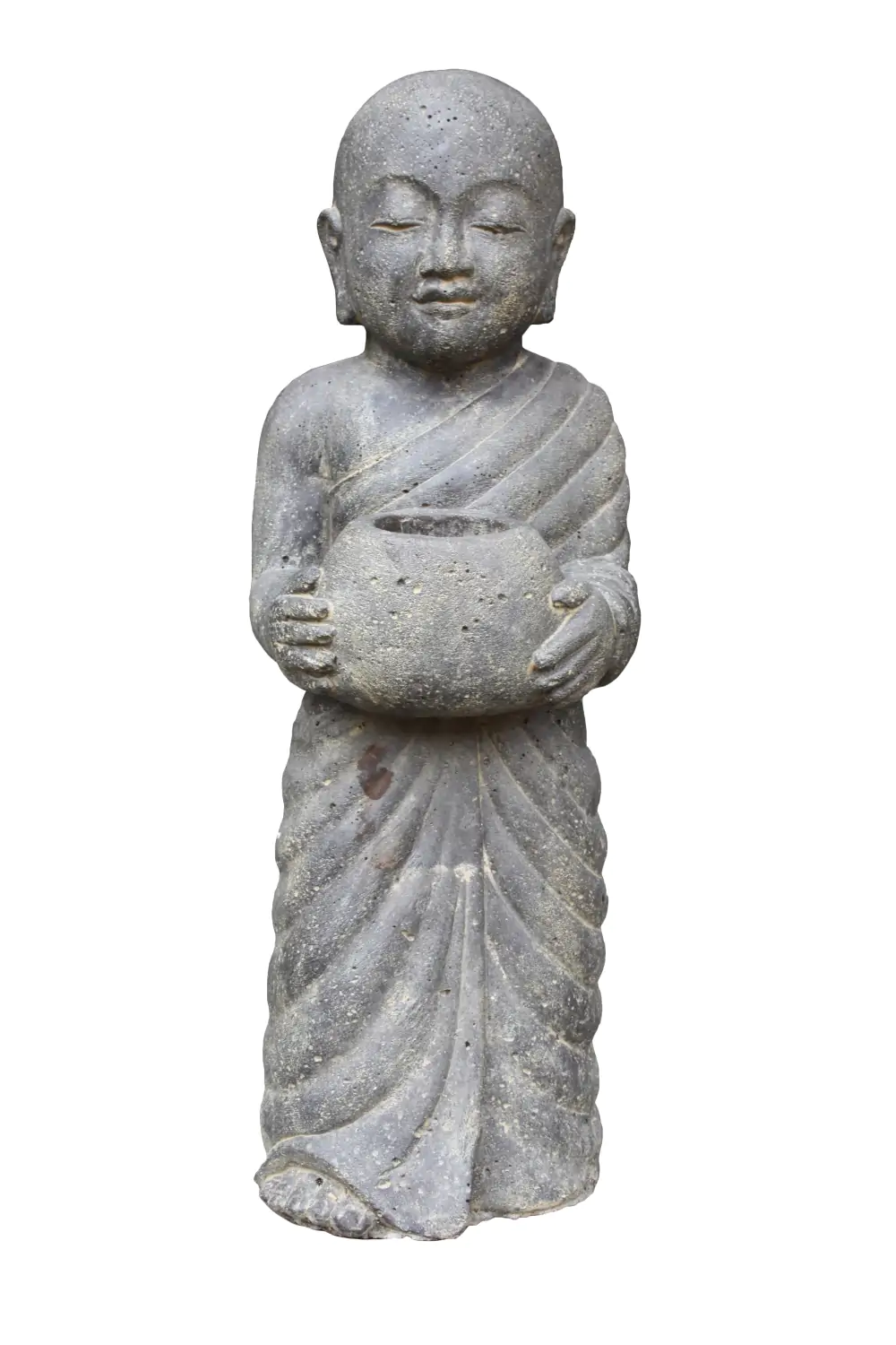  Product image 1 of the product “Standing monk with bowl, 60 cm height, cast stone, handcrafted & coloured ”