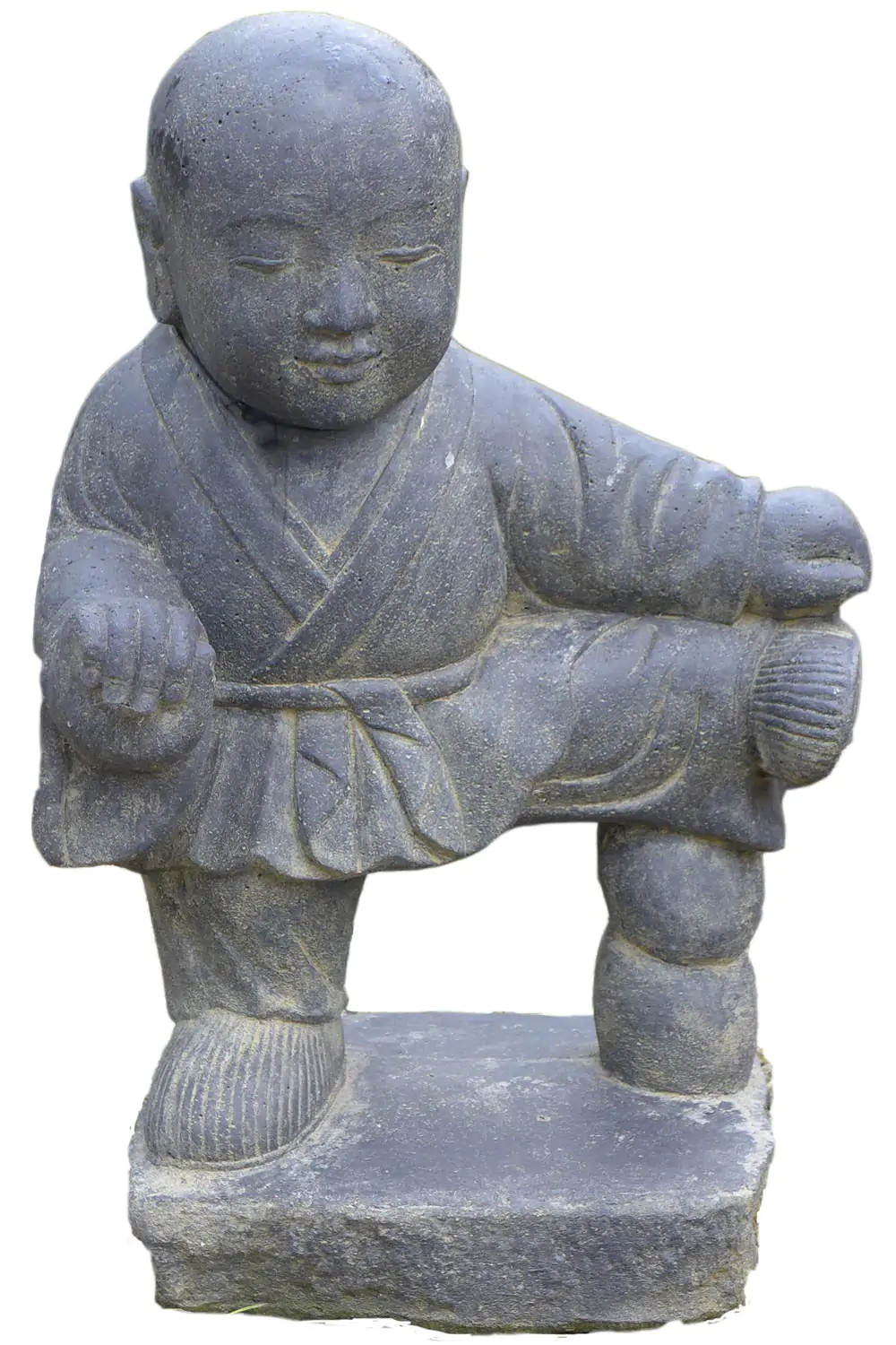  Product image 1 of the product “Standing Kung Fu monk in fighting position (leg high) ca. 60cm L made of cast stone with antique finish ”