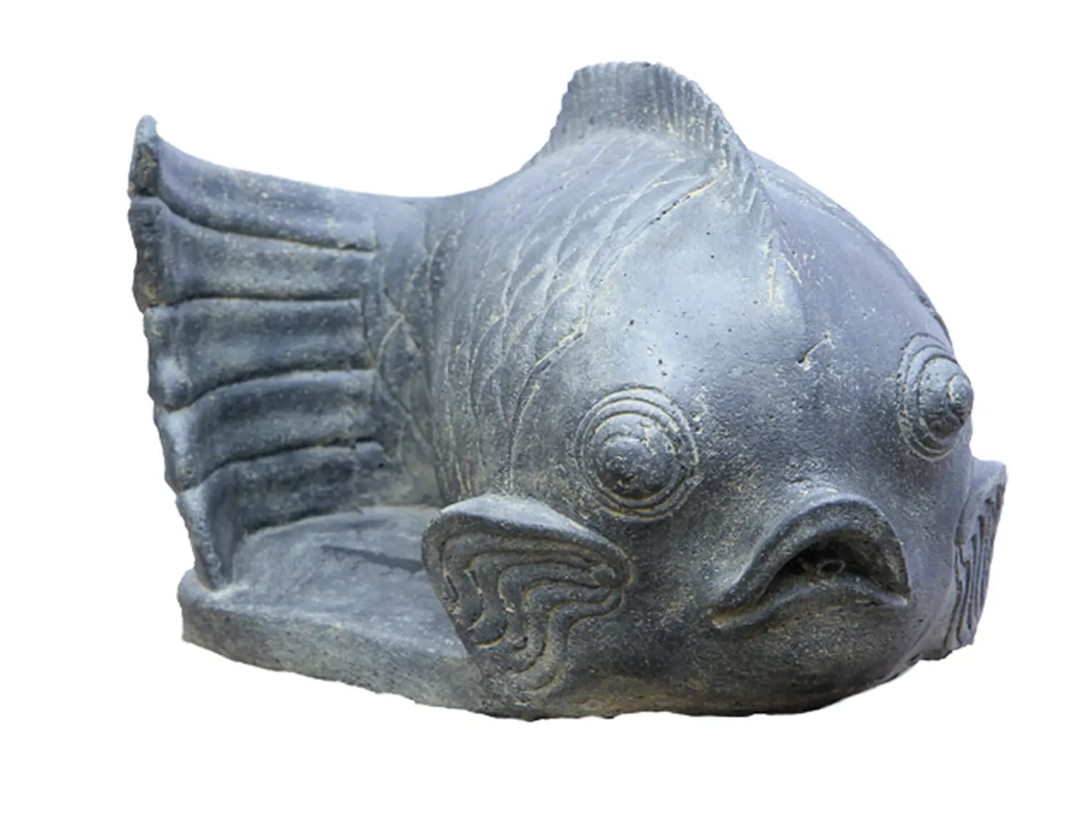  Product image 1 of the product “Fish on base as water feature, 60 cm L | Cast stone, handcrafted & coloured ”