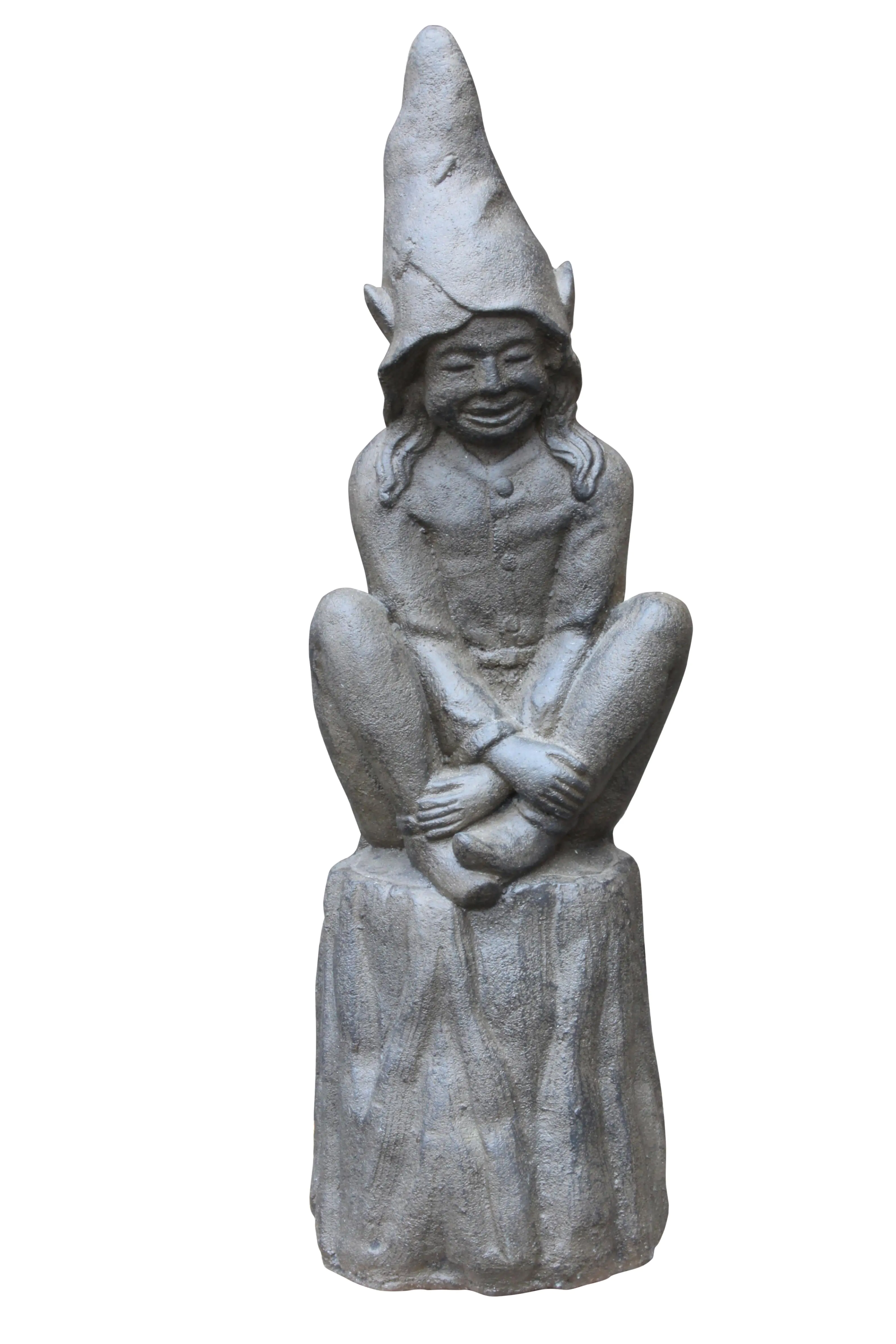  Product image 1 of the product “Sitting goblin on base, cast stone - antique finish ”