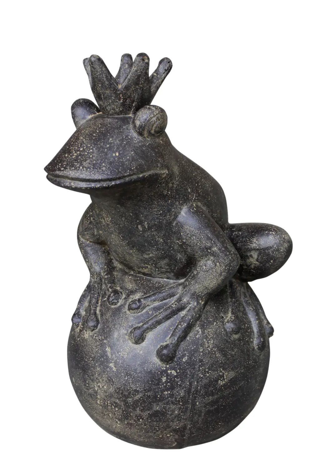  Product image 1 of the product “Frog Prince sitting on bowl, approx. 55cm height, cast stone, hollow, handcrafted & coloured ”