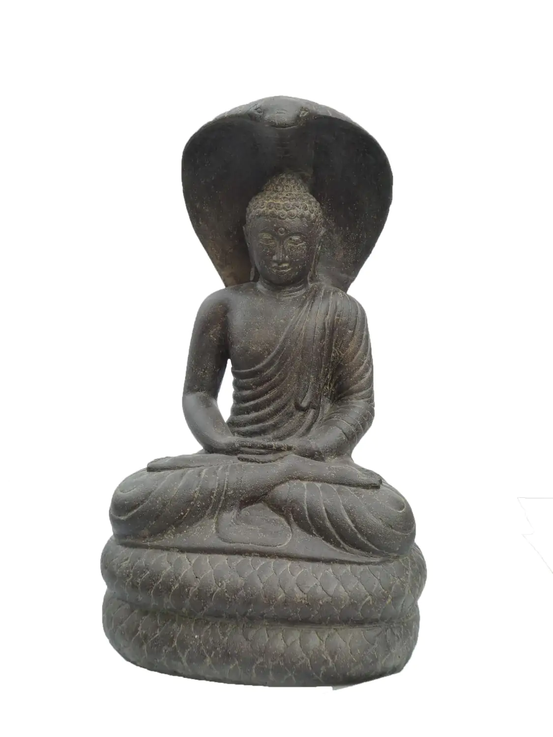  Product image 1 of the product “Seated Buddha protected by cobra. 80 cm high. Painted in the color antique finish ”