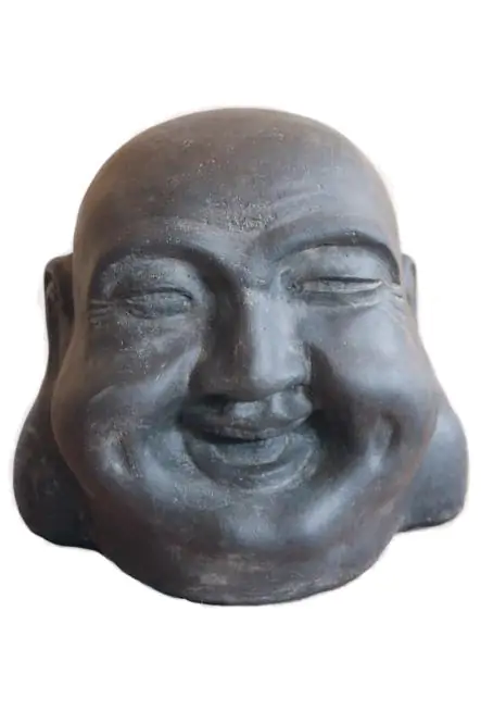  Product image 1 of the product “Happy Buddha head as watergame, 41cm height, cast stone, hollow, handcrafted & coloured ”