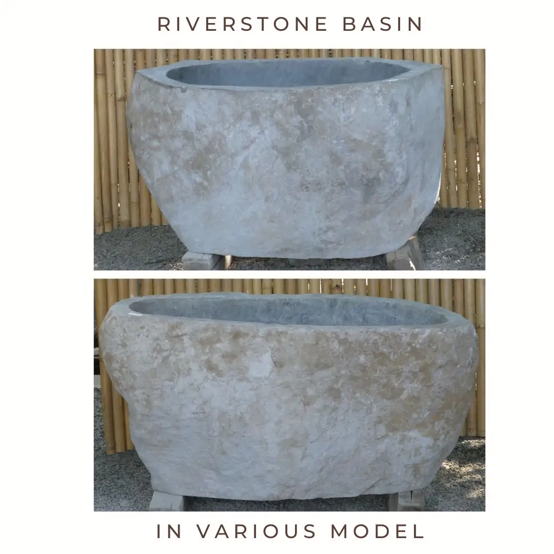  Product image 1 of the product “Riverstone basin, natural surface, polished inside. Dia approx 91-100. Height 61-70 ”