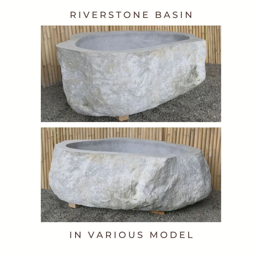  Product image 1 of the product “Riverstone basin, natural surface, polished inside. Dia approx 131-140cm Height 61-70cm ”