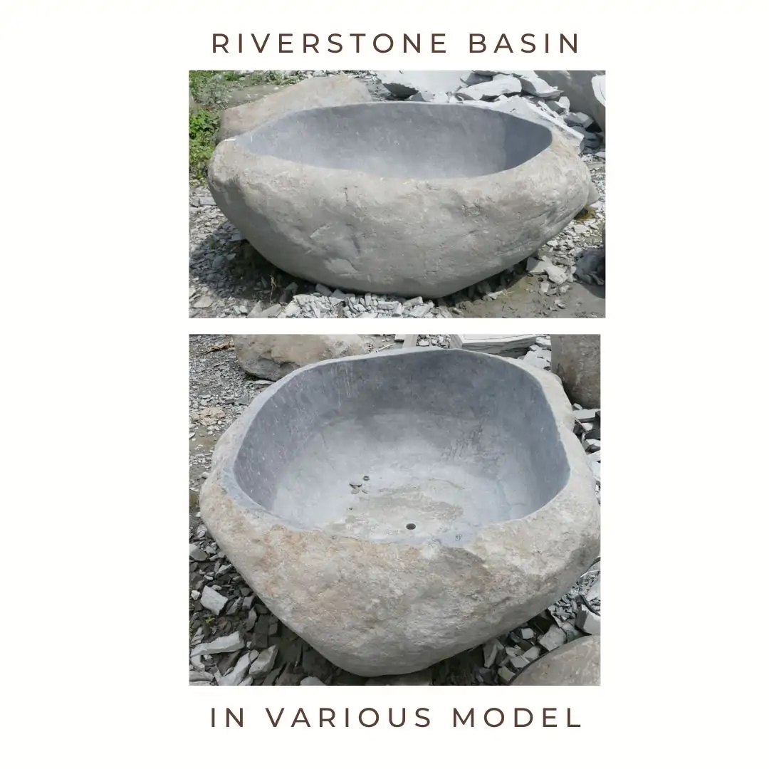  Product image 1 of the product “Riverstone basin, natural surface, polished inside. Dia approx 181-190cm Height 71-80cm ”
