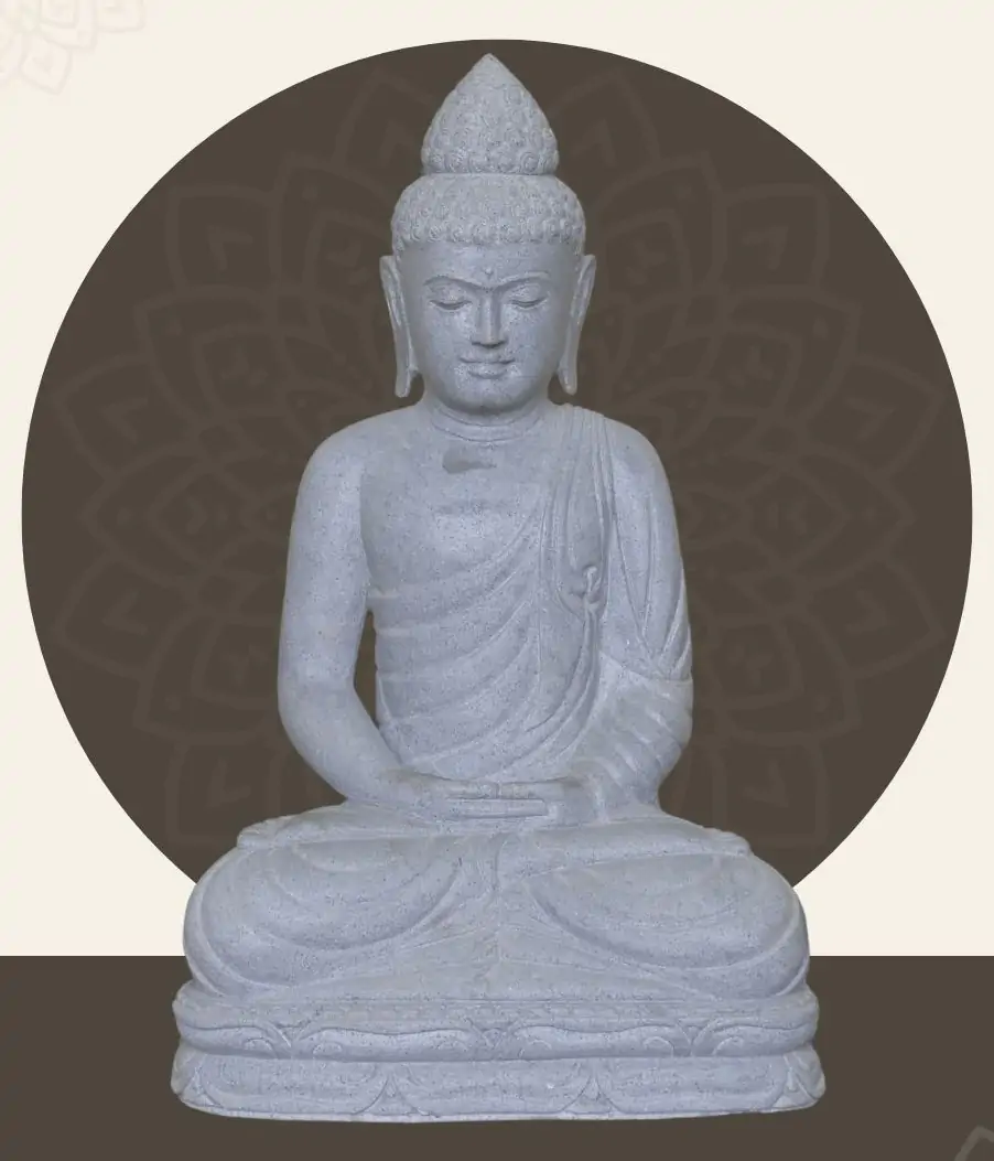  Product image 1 of the product “Seated Buddha made of Riverstone in Dhyana position - gesture of meditation, H.83 cm, natural. ”