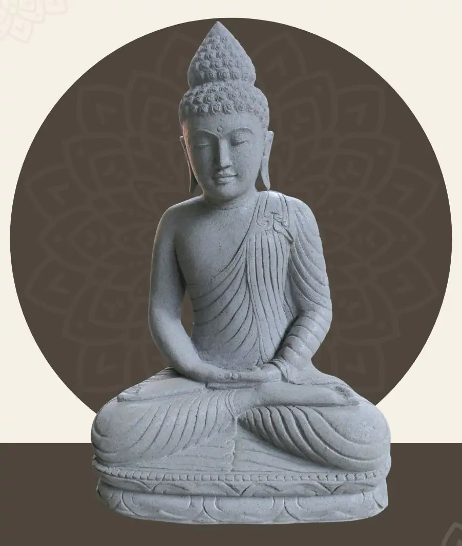  Product image 1 of the product “Seated Buddha made of Riverstone in Dhyana position - gesture of meditation, H.102 cm, natural. ”