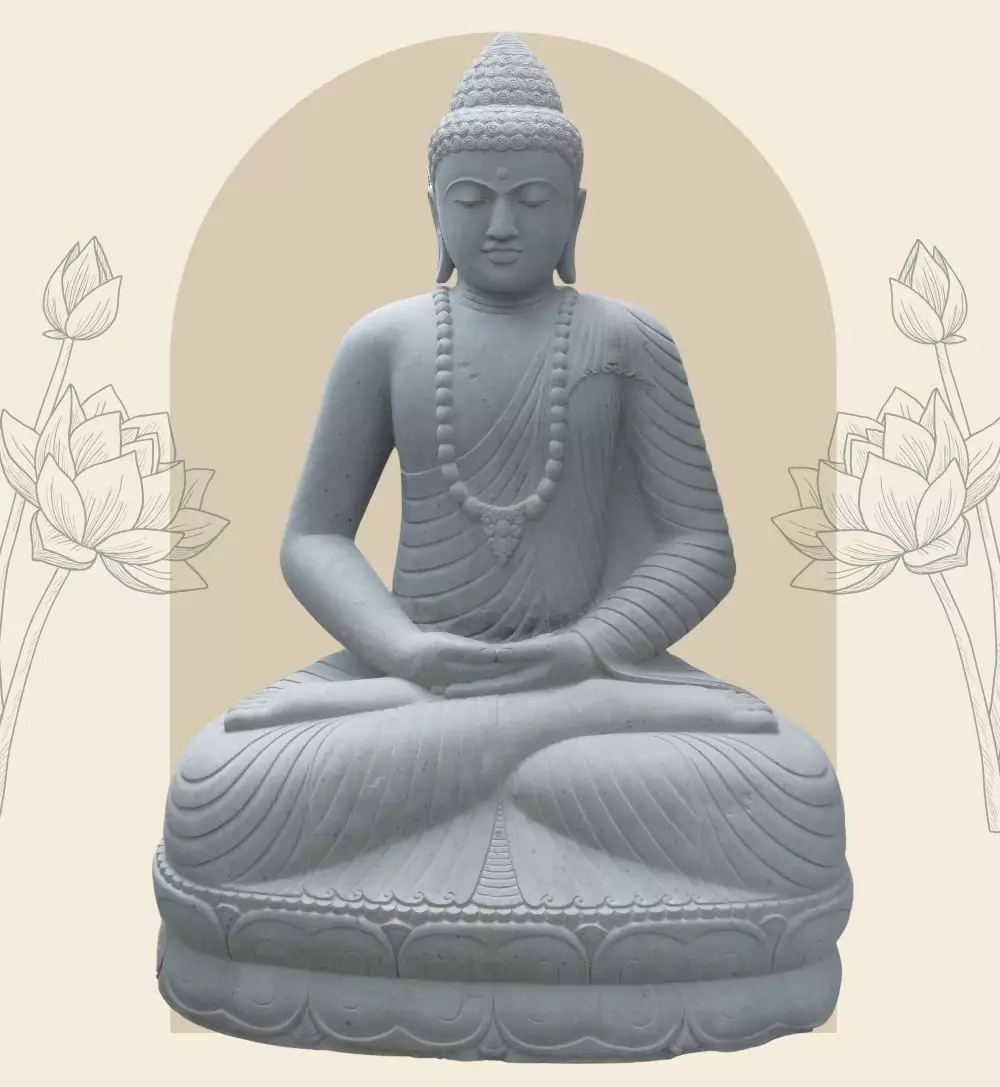  Product image 1 of the product “Seated Buddha made of Riverstone in Dhyana Position - gesture of meditation, H. 190 CM ”