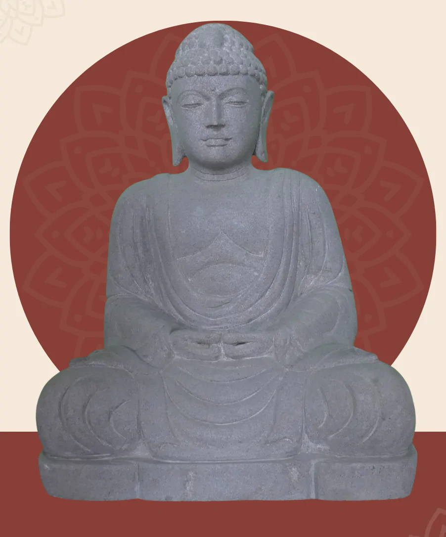  Product image 1 of the product “Seated Japanese Buddha made of Riverstone in Dhyana position - gesture of meditation, H. 80cm ”
