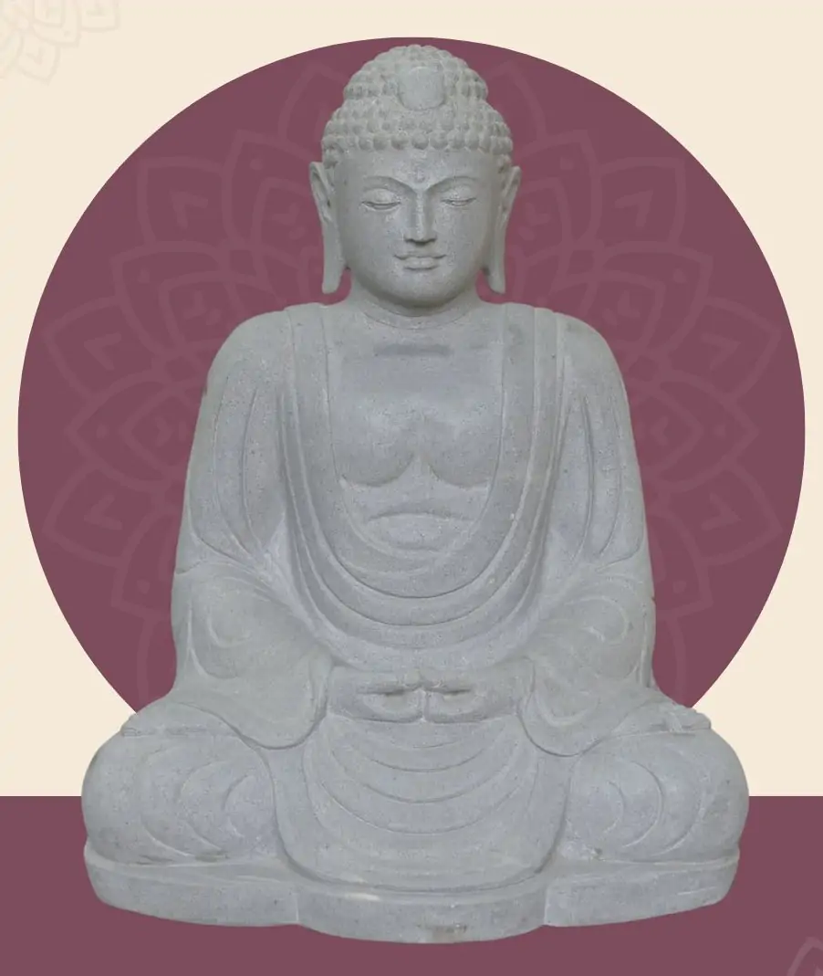  Product image 1 of the product “Seated Japanese Buddha made of Riverstone in Dhyana position - gesture of meditation, H. 100cm ”