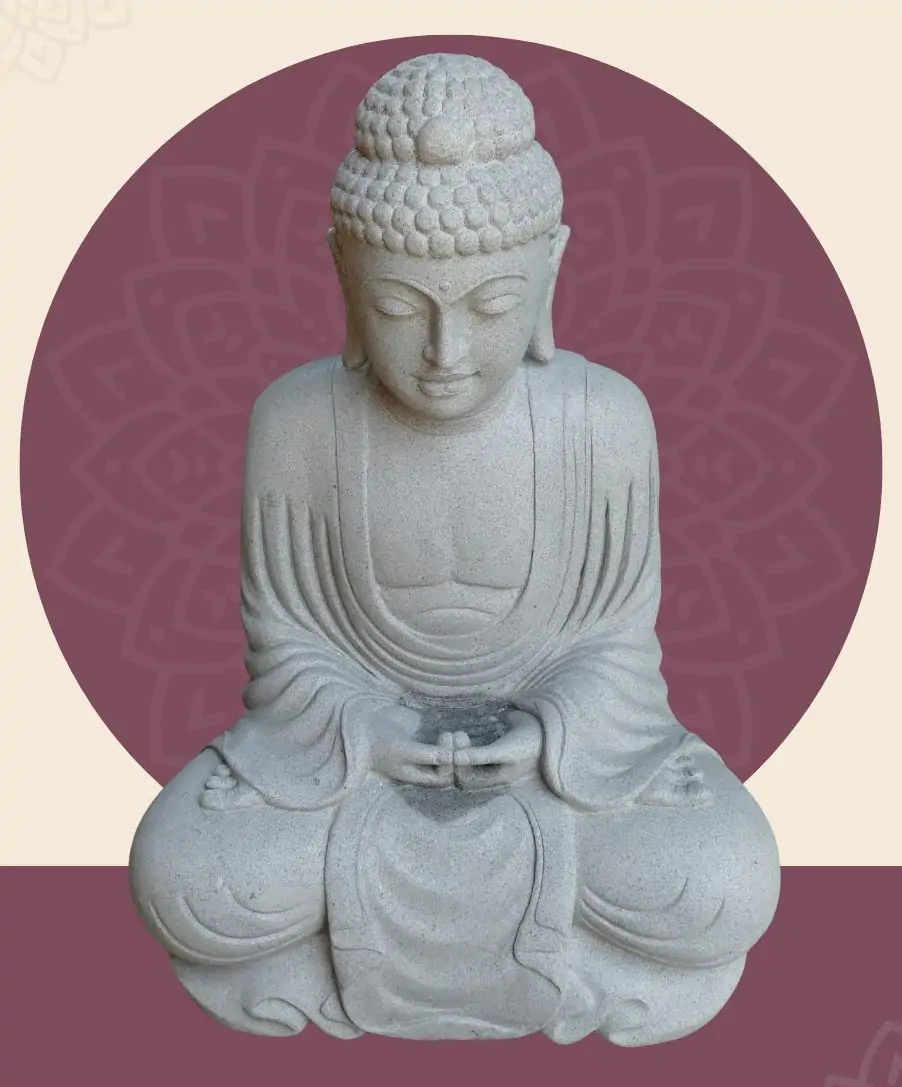  Product image 1 of the product “Seated Japanese Buddha made of Riverstone in Dhyana position - gesture of meditation, H. 121cm ”