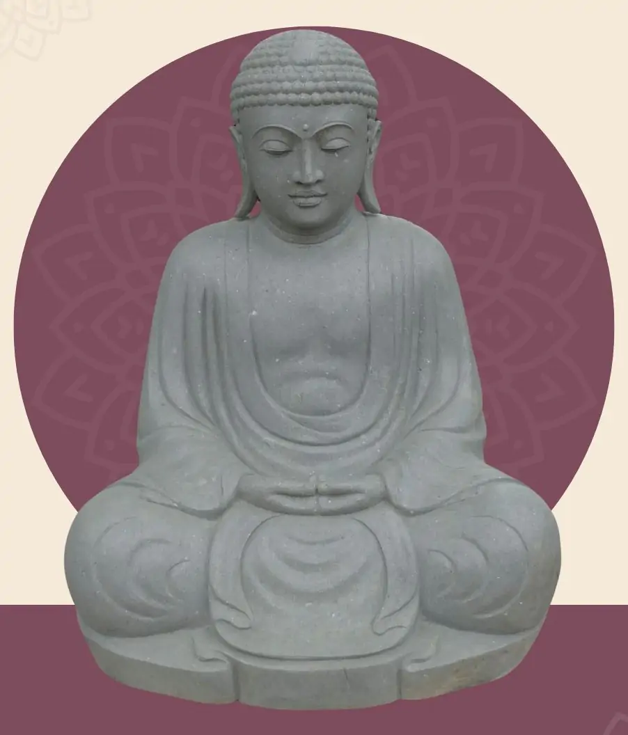  Product image 1 of the product “Seated Japanese Buddha made of Riverstone in Dhyana position - gesture of meditation, H. 158cm ”