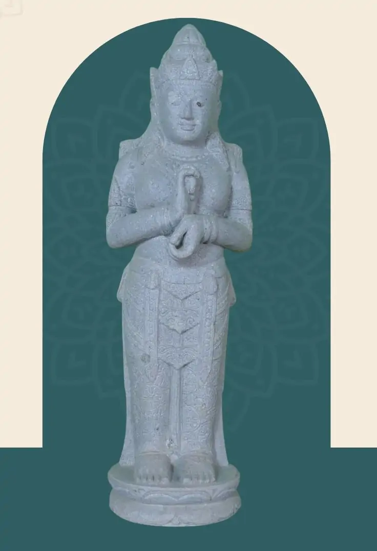  Product image 1 of the product “Standing Dewi Sri, “Turning of the Wheel”, 100cm Height, Riverstone, Stone Dewi Sri ”