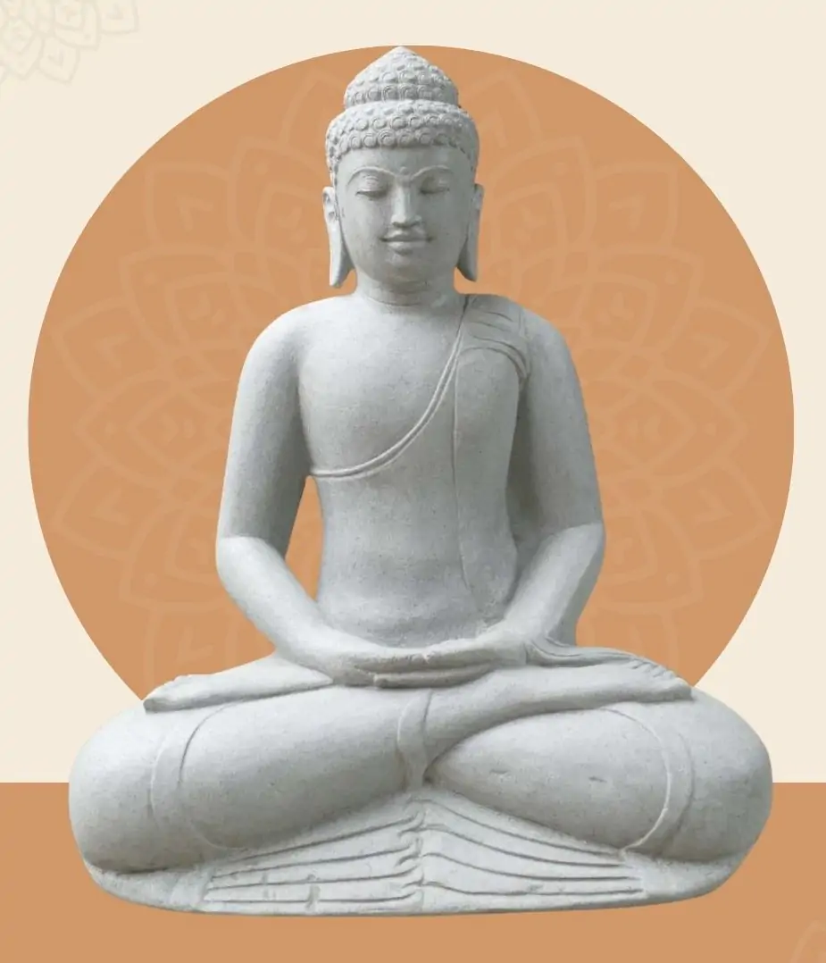  Product image 1 of the product “Seated Buddha, Borobudur style made of Riverstone in Dhyana position - gesture of meditation, H.102 cm, natural. ”