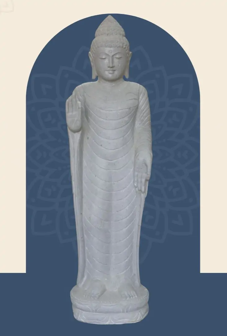  Product image 1 of the product “Standing Buddha - Abhaya mudra made of Riverstone, ca. 180 cm High ”