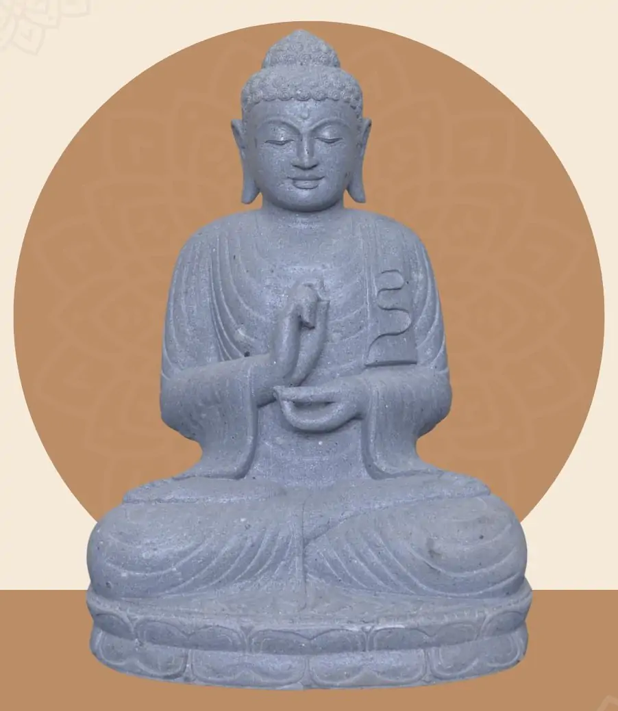  Product image 1 of the product “Seated Buddha, position Dharmachakra, 66 x 51 x 95 cm, riverstone grey ”