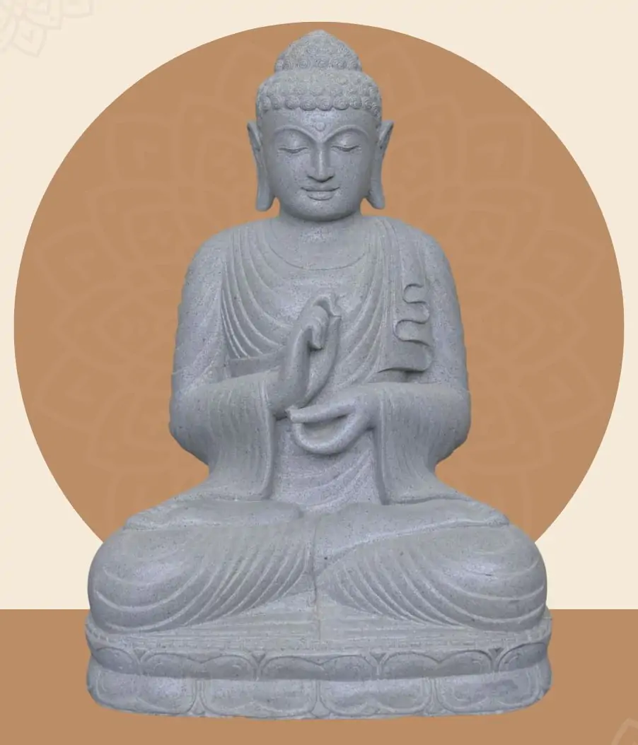  Product image 1 of the product “Seated Buddha, position Dharmachakra, 70 x 54 x 100 cm, riverstone grey ”
