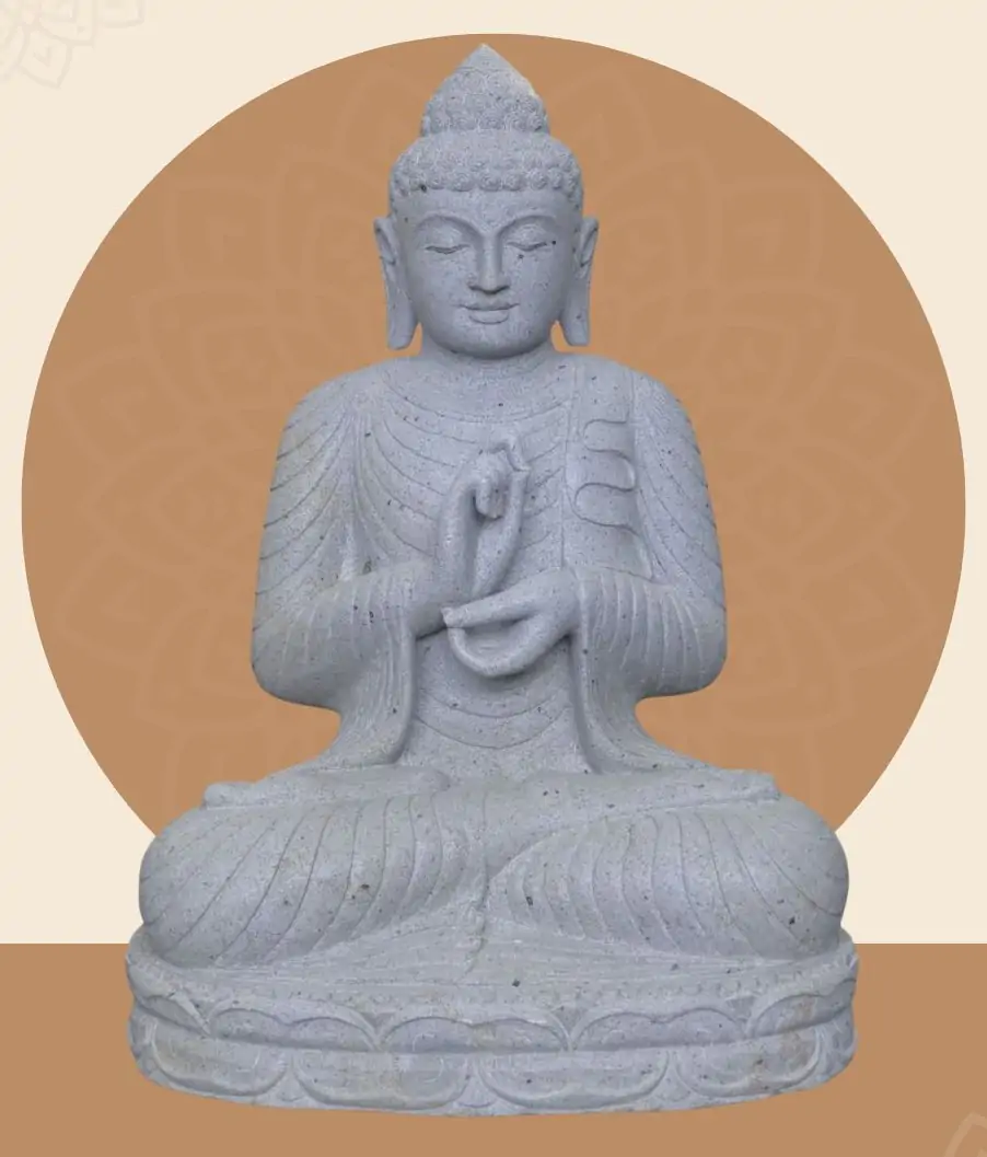  Product image 1 of the product “Seated Buddha, position Dharmachakra, 71 x 56 x 100 cm, riverstone grey ”
