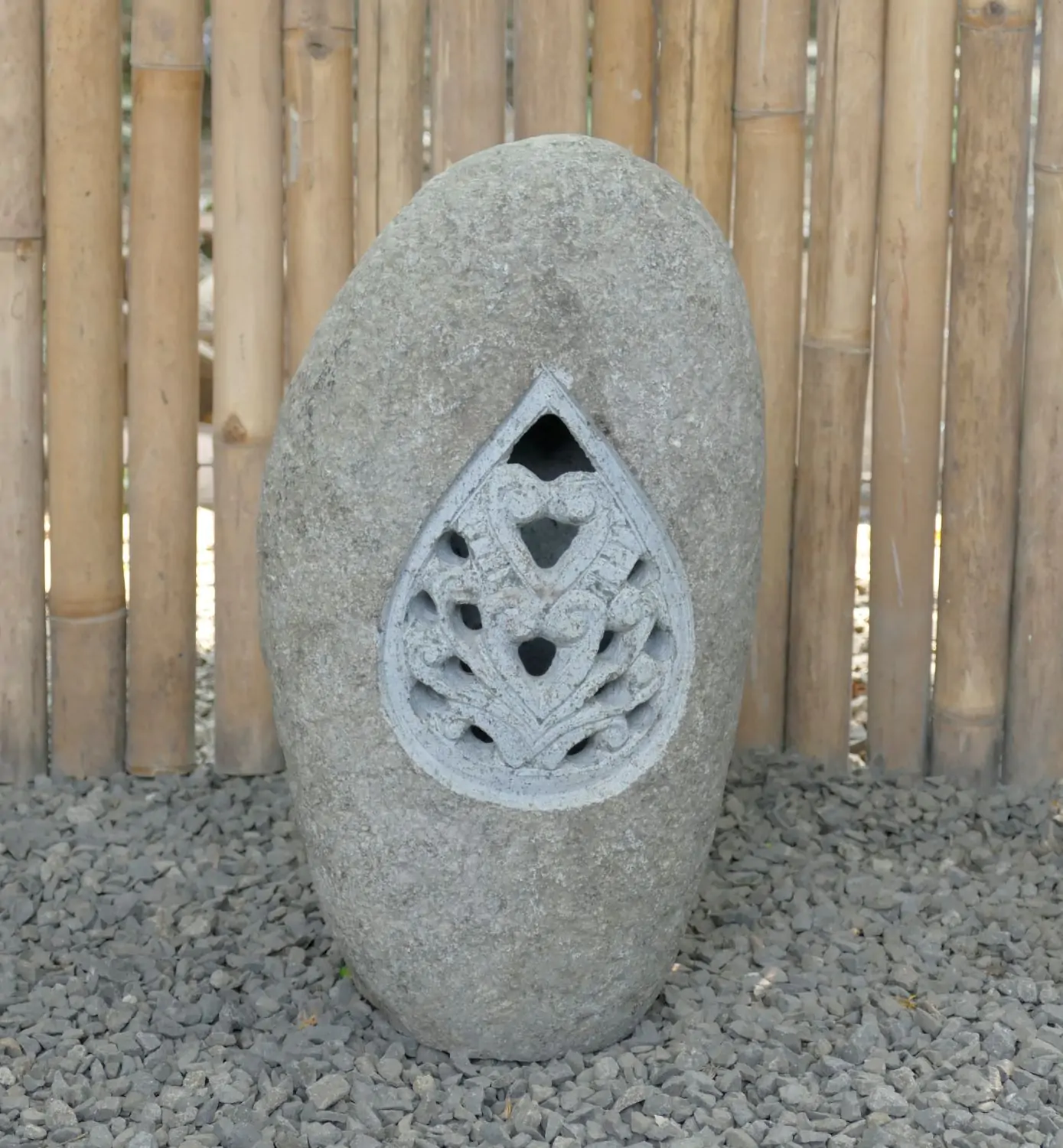  Product image 1 of the product “Riverstone Lantern with carved motiv on one side, Light can shine through! ”