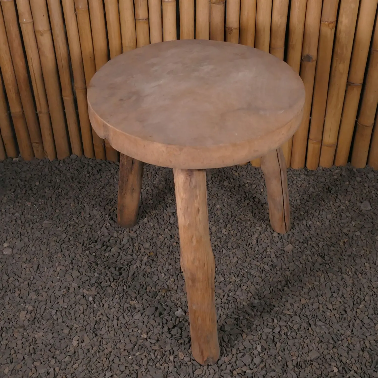  Product image 1 of the product “Table with round model and traingle legs made of teak wood about 70cm height ”