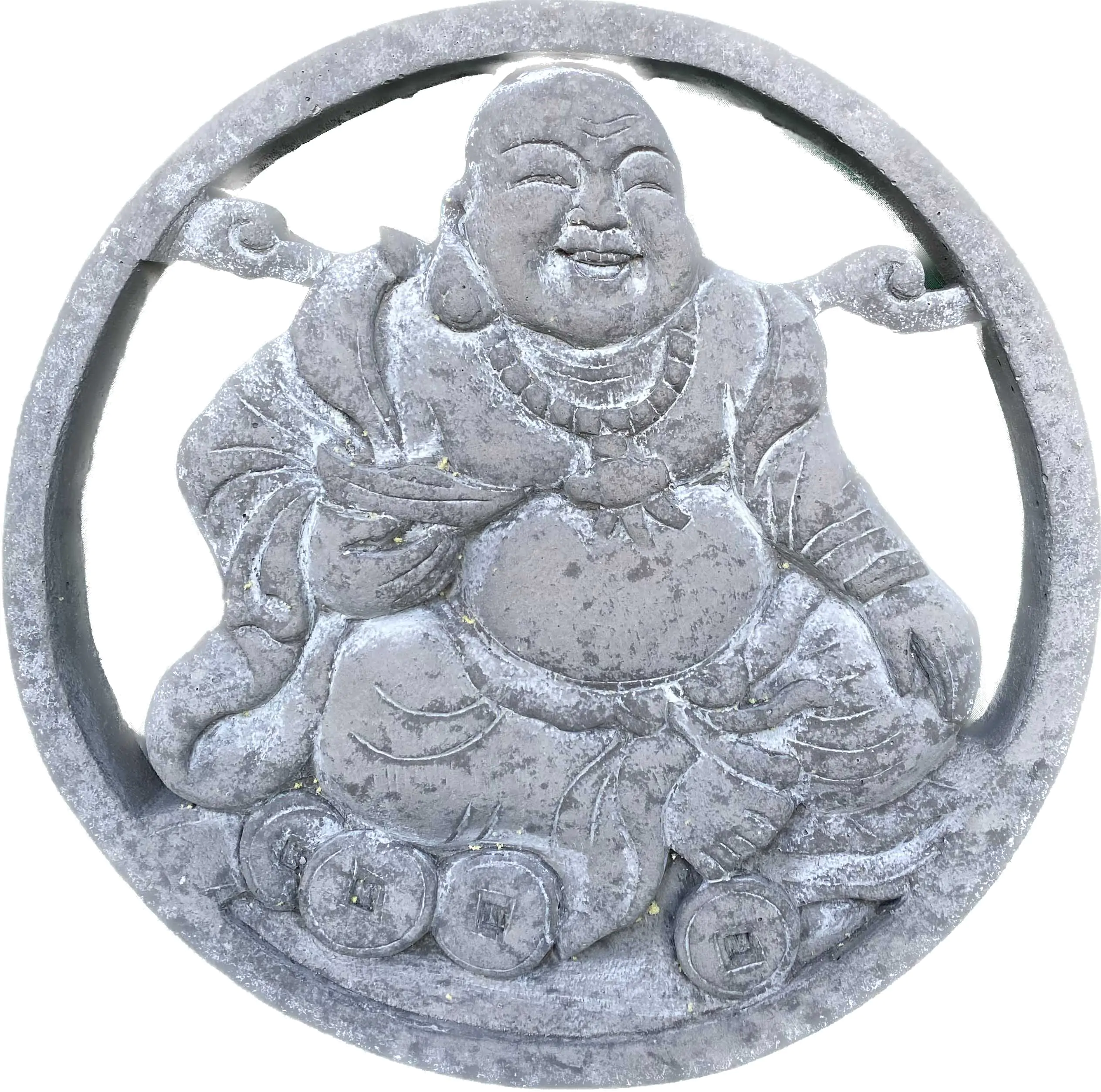  Product image 2 of the product “Chung - Plaque - Chinese Buddha seated, Ø 25cm | cast stone ”