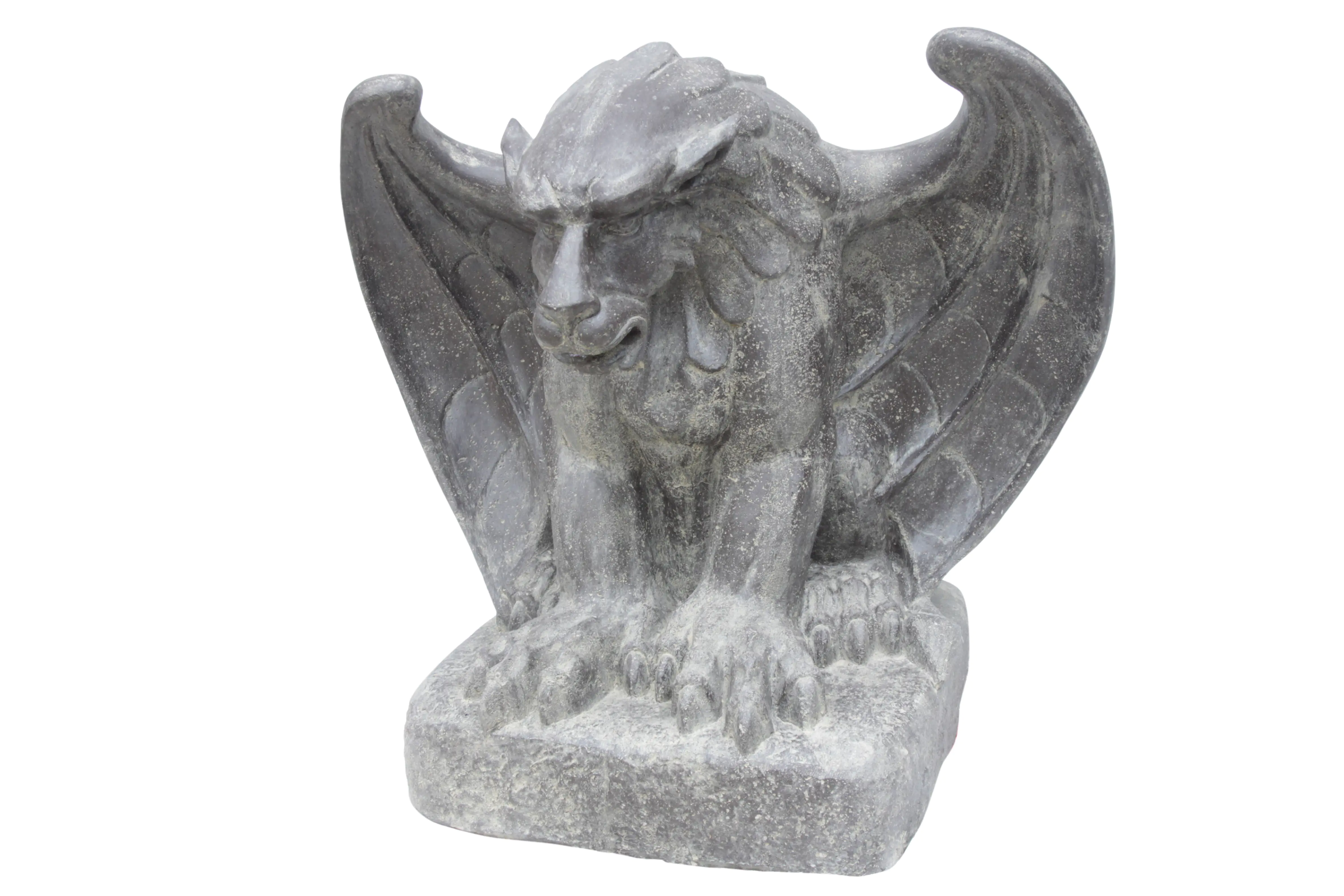  Product image 2 of the product “Gothic Sculpture, seated on base. 76 x 60 x 98cm. Stone cast, handcrafted & coloured ”