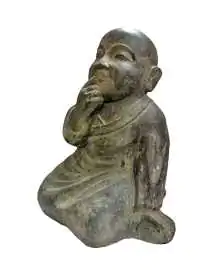  Product image 2 of the product “Seated monk close mouth 40cm, Antique Finish ”