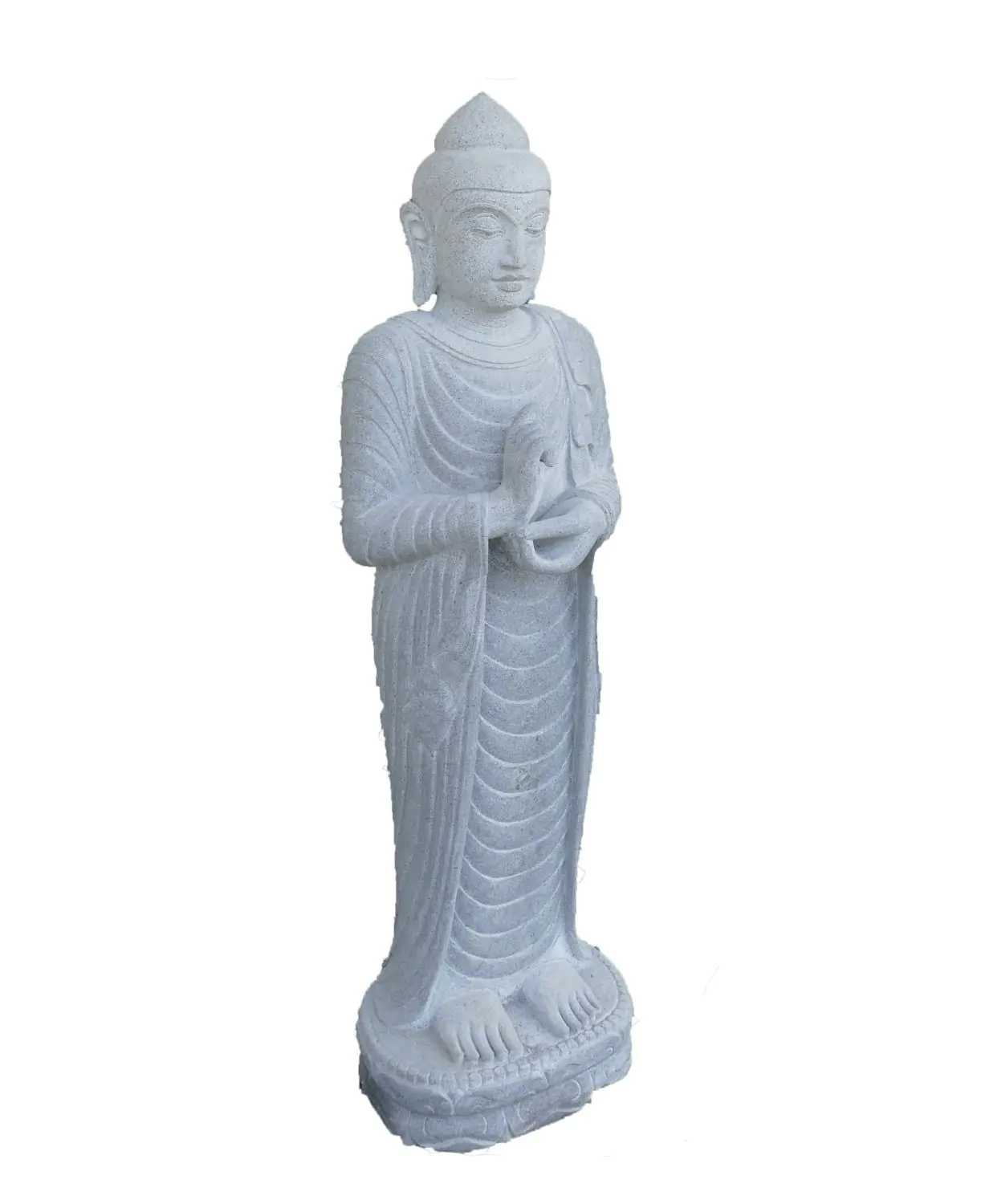  Product image 2 of the product “Standing Buddha made of Riverstone in Dharmachakra position - gesture of wheel of the teaching of Dharma. About 120cm height. ”